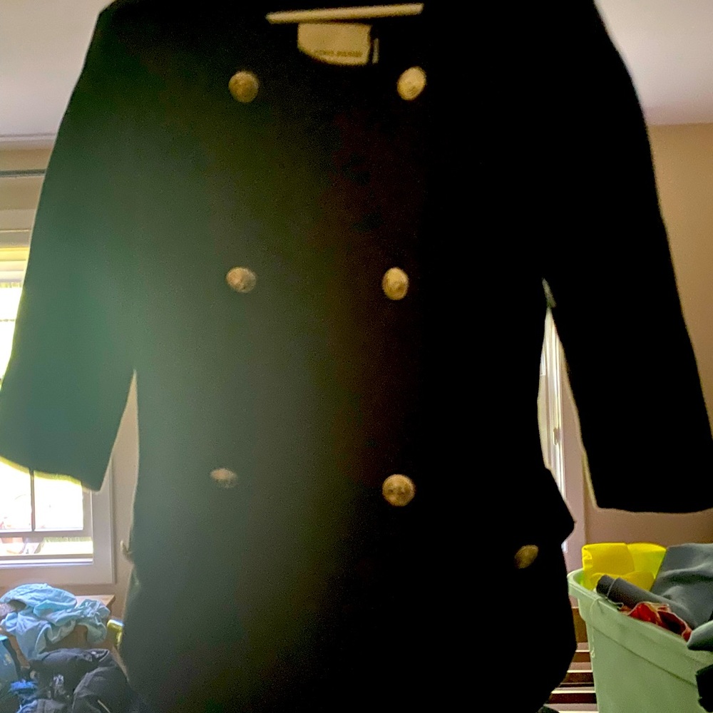 Balmain Black Wool Cropped 6 Gold-Tone Button blazer